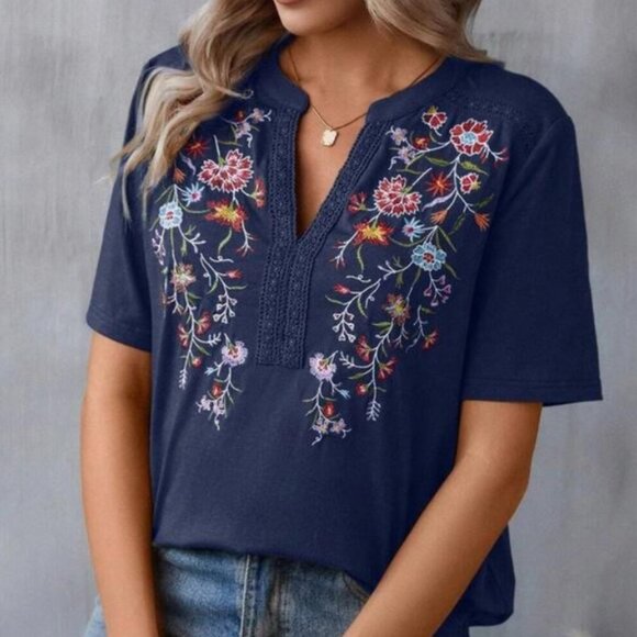 Embroidered Patchwork Lace Top - Picture 1 of 8